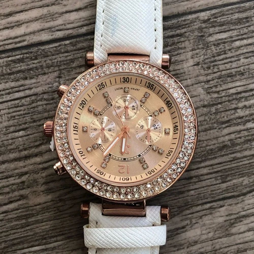 2/$20 Snake skin embossed White/gold dazzle watch